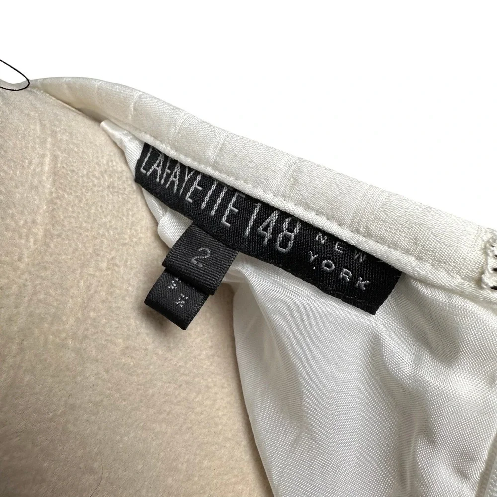 Lafayette 148 New York White Croc Embossed Cotton Pencil Skirt 2| Neutral Office